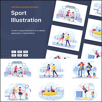 10款独特体育运动UI网页APP蚂蚁素材网矢量插图精选