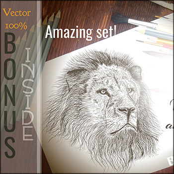 4套老式钢笔和墨水插画矢量AI笔刷