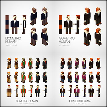 穿着紧身西装的商务人士方块人蚂蚁素材网矢量素材精选