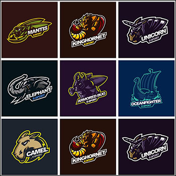 7款甲壳虫和动物LOGO标志T恤印染蚂蚁素材网矢量素材精选