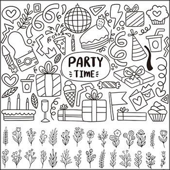 手绘涂鸦漫画对话泡泡和花卉蚂蚁素材网矢量素材精选