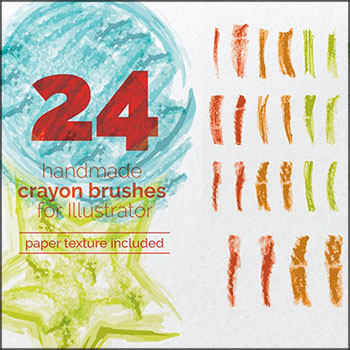 24个手绘蜡笔涂鸦矢量AI笔刷