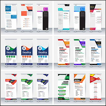 7套企业宣传易拉宝展板蚂蚁素材网矢量模板精选