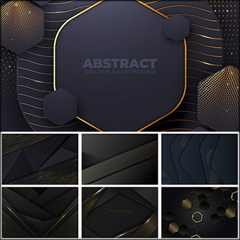 8款金色粒子金色边框装饰蚂蚁素材网矢量背景精选素材