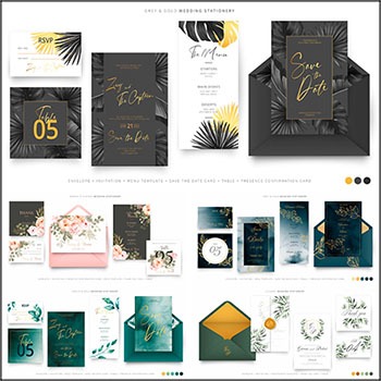 9套清新植物花卉主题邀请函请柬蚂蚁素材网矢量模板精选