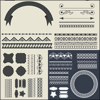 10套复古花纹花边装饰横幅缎带蚂蚁素材网矢量素材精选