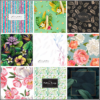 9款花卉无缝背景蚂蚁素材网矢量素材精选