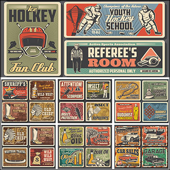 10款复古风格海鲜汽车促销运动横幅海报