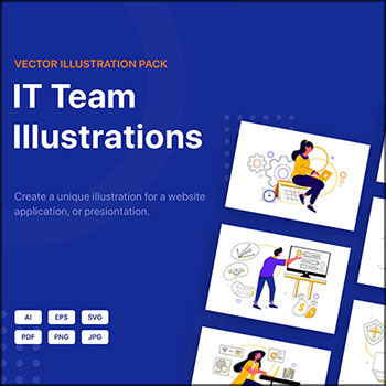 IT工作团队APP网站登陆页UI蚂蚁素材网矢量插图精选包