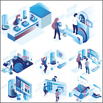 13款智能科技2.5D等距插图蚂蚁素材网矢量素材精选