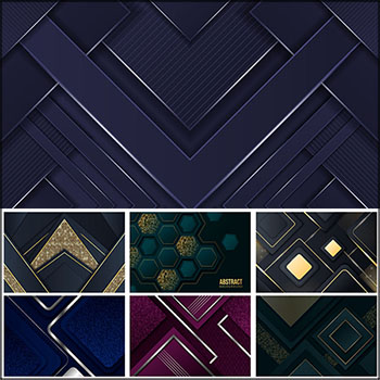 8款金色边框和粒子装饰的深色背景蚂蚁素材网矢量素材精选