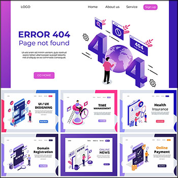 在线技术支持和网上付款网站APP登陆页蚂蚁素材网矢量插图精选