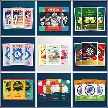 13款情人节游乐场高尔夫球场啤酒节等促销海报传单