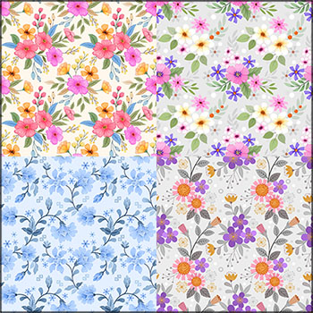 5款水彩花卉彩绘图案无缝背景蚂蚁素材网矢量素材精选