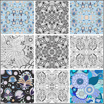 14款欧式复古花纹花卉图案蚂蚁素材网矢量背景精选素材