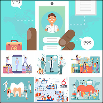 医学医生手机看病挂号APP登陆插图蚂蚁素材网矢量素材精选