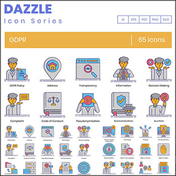炫彩GDPR图标SVG/PNG/EPS/AI蚂蚁素材网矢量素材精选