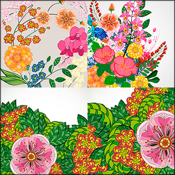 6款贺卡花卉蚂蚁素材网矢量插图精选