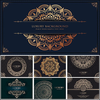 9款高端欧式花纹卡片背景蚂蚁素材网矢量素材精选