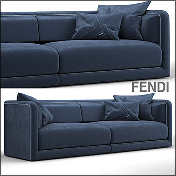 Fendi 蓝色双人沙发3D模型