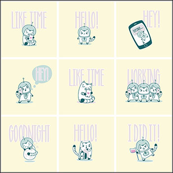 16款有趣的宇航员卡通猫蚂蚁素材网矢量插图精选