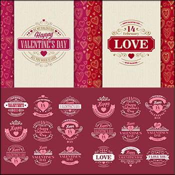 27款欧式情人节婚礼海报邀请函装饰贴签标签蚂蚁素材网矢量素材精选