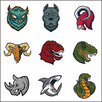 15款卡通动物头像印染图案蚂蚁素材网矢量素材精选