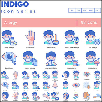 98个过敏症状过敏治疗图标SVG/PNG/EPS蚂蚁素材网矢量素材精选