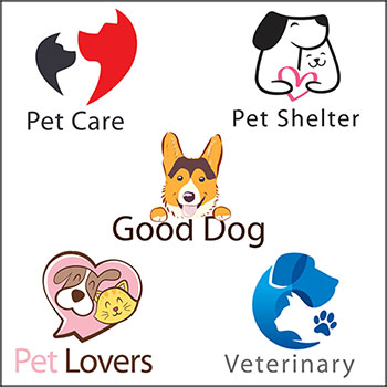 5款可爱小狗宠物店LOGO图标蚂蚁素材网矢量素材精选