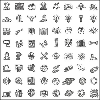 现代线条样式蚂蚁素材网矢量图标精选包