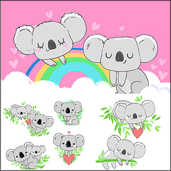 7款可爱的考拉动物蚂蚁素材网矢量插图精选