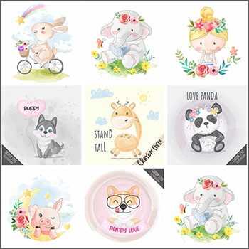 水彩可爱动物插画蚂蚁素材网矢量素材精选