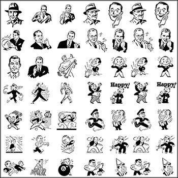 5套男人女人复古人物插画蚂蚁素材网矢量素材精选