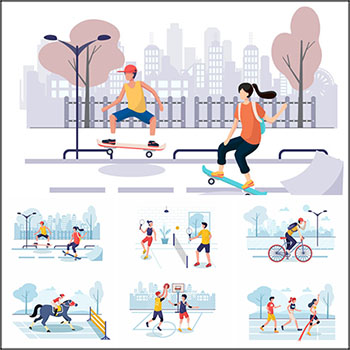 11款休闲体育运动矢量设计插画