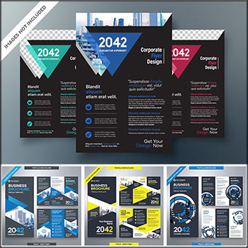 7款单页传单和三折页企业传单宣传册封面蚂蚁素材网矢量素材精选