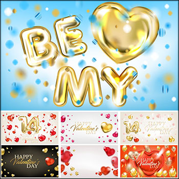 10款情人节快乐横幅插图蚂蚁素材网矢量素材精选