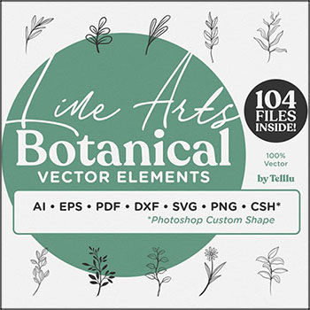 手绘线条艺术植物花卉PNG/CHS/SVG/AI/EPS蚂蚁素材网矢量素材精选