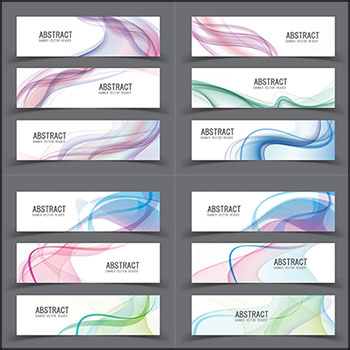 4套彩色丝带装饰矢量横幅模板