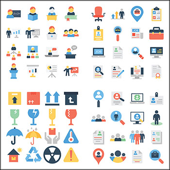 6套易碎品邮件定位搜索购物车蚂蚁素材网矢量图标精选素材