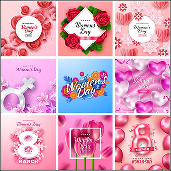 9款3.8妇女节丽人节女神节海报蚂蚁素材网矢量插图精选
