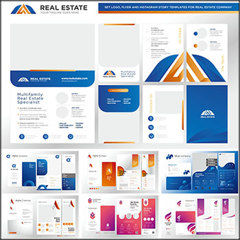 7款公司企业徽标名片传单蚂蚁素材网矢量模板精选