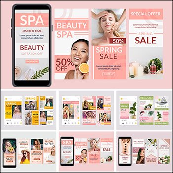 春季手机端网页促销打折横幅海报蚂蚁素材网矢量素材精选