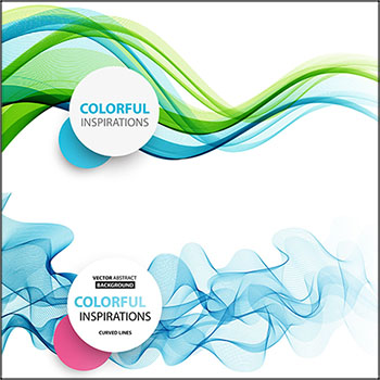 7款彩色丝绸飘带矢量抽象背景