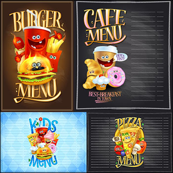 8款快餐店汉堡面包披萨点菜单背景蚂蚁素材网矢量素材精选