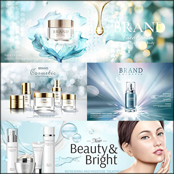 7款瓶装化妆品护肤品横幅海报蚂蚁素材网矢量模板精选