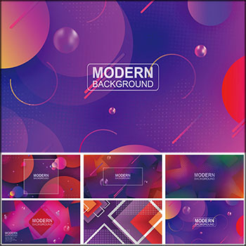 6款抽象几何重叠圆形图案抽象背景蚂蚁素材网矢量素材精选