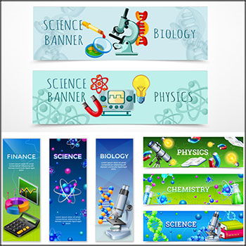 9款化学科学研究学习横幅蚂蚁素材网矢量素材精选