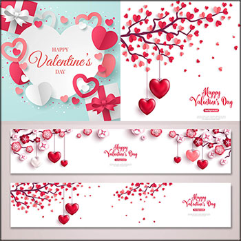 6款爱心树情人节爱情海报插图蚂蚁素材网矢量素材精选