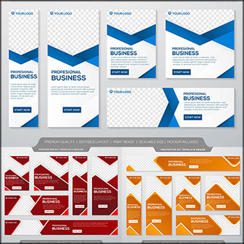 4套简约企业介绍宣传单横幅展板蚂蚁素材网矢量模板精选