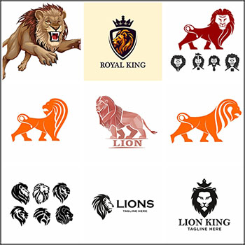 9款卡通狮子图标LOGO标志蚂蚁素材网矢量素材精选